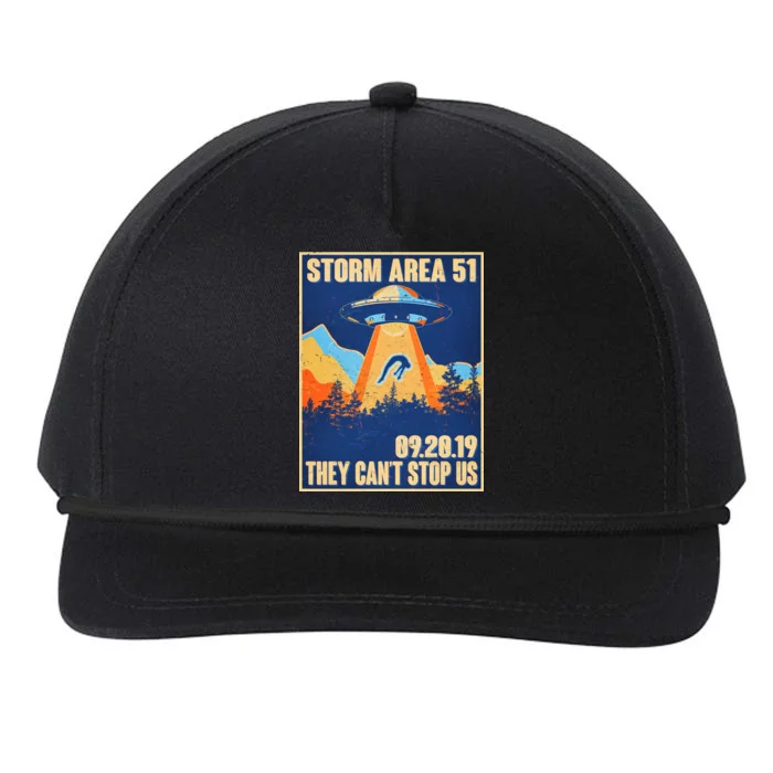 Storm Area 51 Travel Poster They Can't Stop Us Snapback Five-Panel Rope Hat