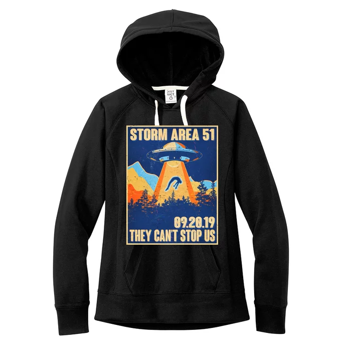 Storm Area 51 Travel Poster They Can't Stop Us Women's Fleece Hoodie