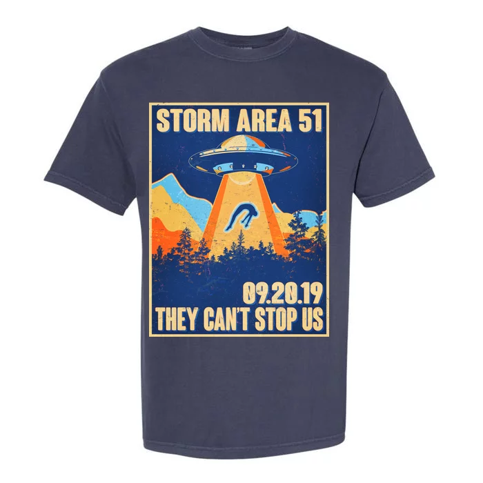 Storm Area 51 Travel Poster They Can't Stop Us Garment-Dyed Heavyweight T-Shirt