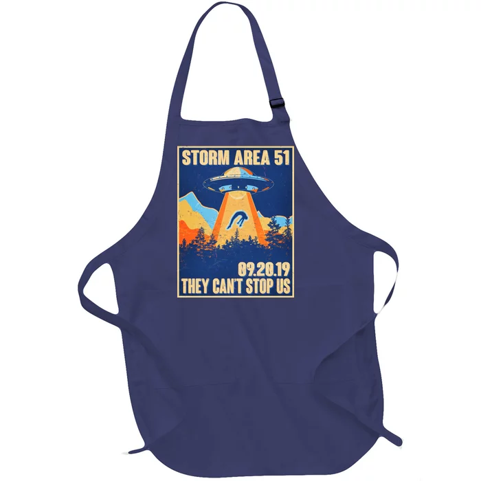 Storm Area 51 Travel Poster They Can't Stop Us Full-Length Apron With Pocket