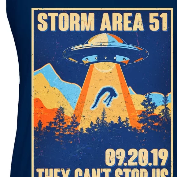 Storm Area 51 Travel Poster They Can't Stop Us Ladies Essential Flowy Tank