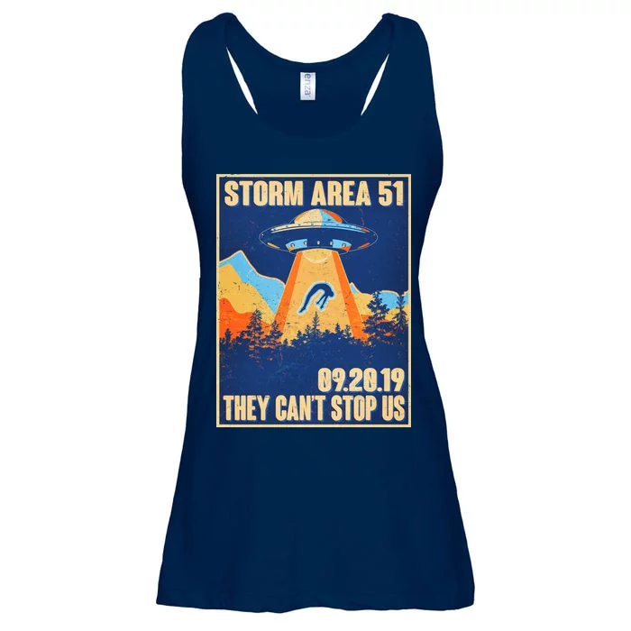 Storm Area 51 Travel Poster They Can't Stop Us Ladies Essential Flowy Tank