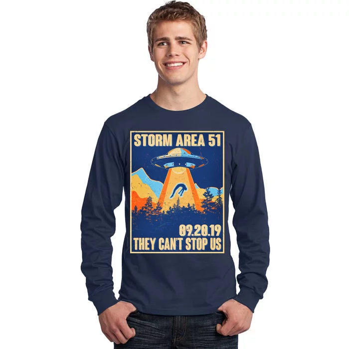 Storm Area 51 Travel Poster They Can't Stop Us Tall Long Sleeve T-Shirt