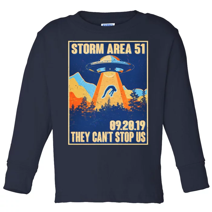 Storm Area 51 Travel Poster They Can't Stop Us Toddler Long Sleeve Shirt