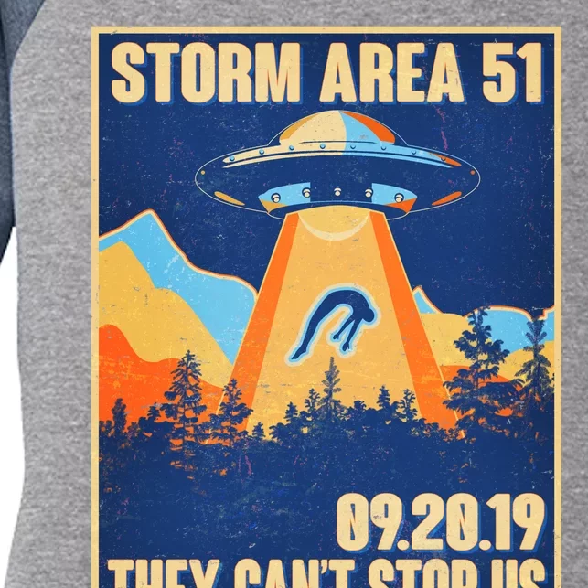 Storm Area 51 Travel Poster They Can't Stop Us Women's Tri-Blend 3/4-Sleeve Raglan Shirt