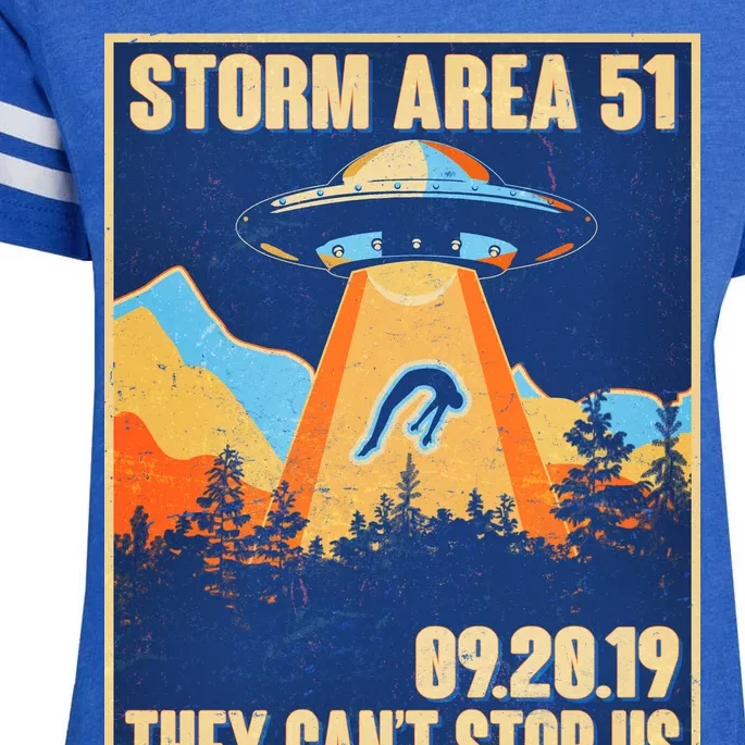 Storm Area 51 Travel Poster They Can't Stop Us Enza Ladies Jersey Football T-Shirt