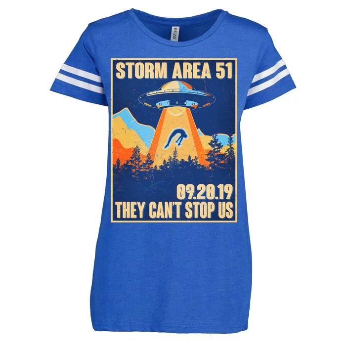 Storm Area 51 Travel Poster They Can't Stop Us Enza Ladies Jersey Football T-Shirt