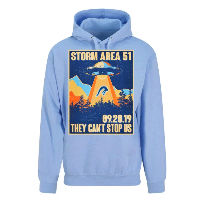 Storm Area 51 Travel Poster They Can't Stop Us Unisex Surf Hoodie