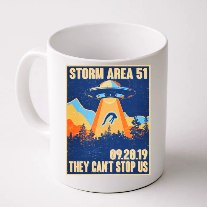 Storm Area 51 Travel Poster They Can't Stop Us Front & Back Coffee Mug