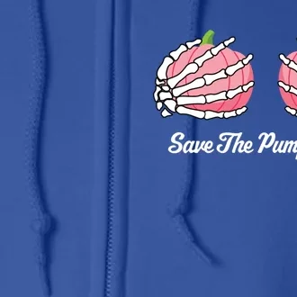 Save The Pumpkins Boob Pink Ribbon Breast Cancer Awareness Gift Full Zip Hoodie