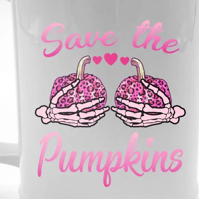 Save The Pumpkins Gift Breast Cancer Awareness Halloween Gift Front & Back Beer Stein