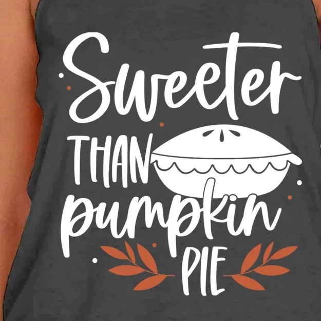 Sweeter Than Pumpkin Pie Cute S Fall Thanksgiving Tees Funny Gift Women's Knotted Racerback Tank