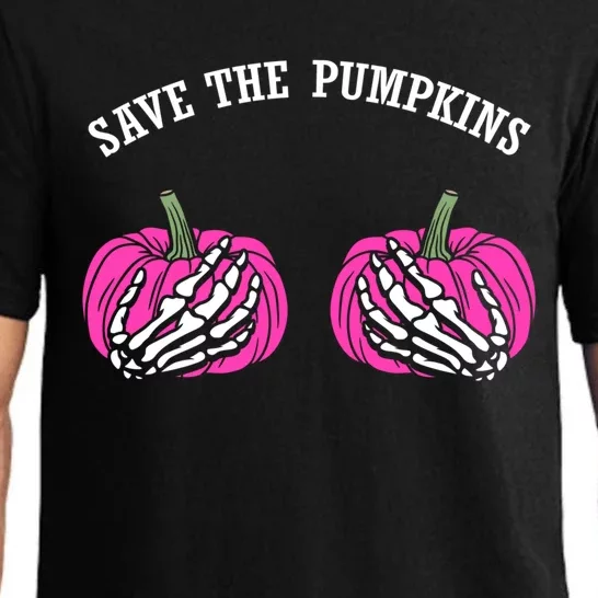 Save The Pumpkins Funny Halloween Breast Cancer Great Gift Pajama Set