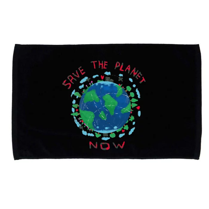 Save The Planet Earth Day Cute Drawing Gift Microfiber Hand Towel