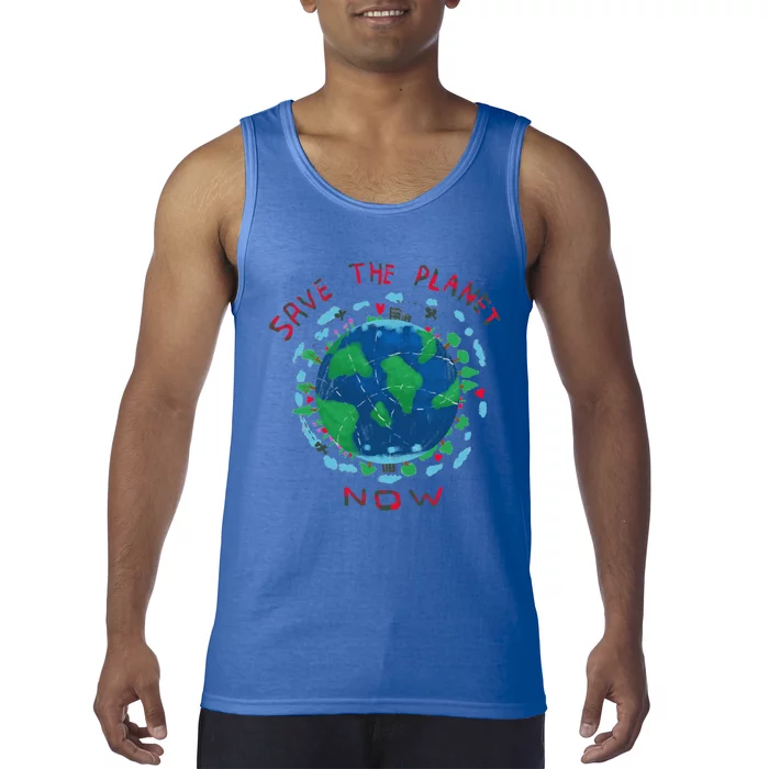 Save The Planet Earth Day Cute Drawing Gift Tank Top