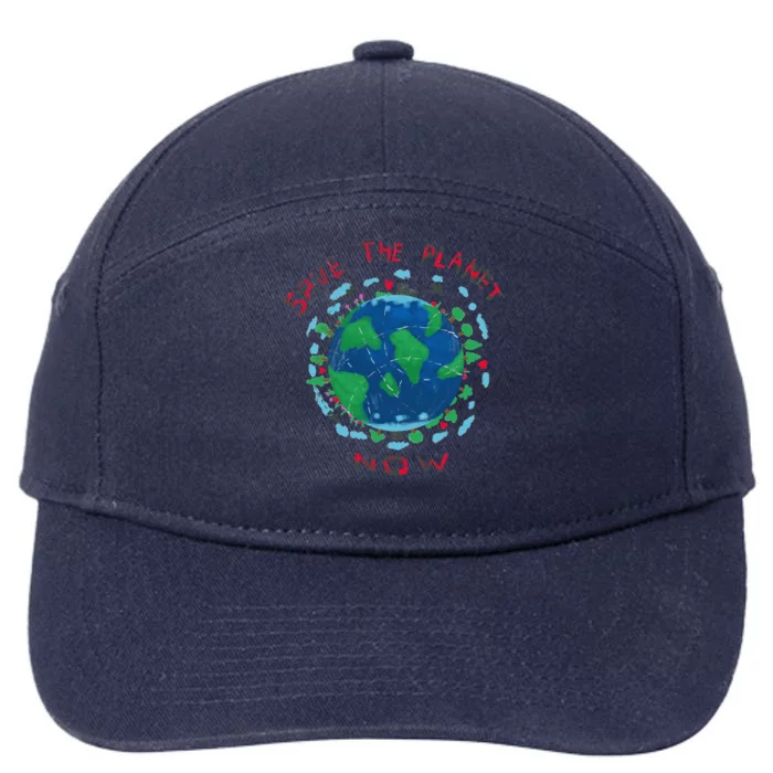 Save The Planet Earth Day Cute Drawing Gift 7-Panel Snapback Hat