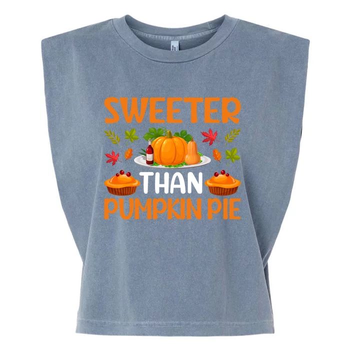 Sweeter Than Pumpkin Pie Turkey Family Matching Thanksgiving Gift Garment-Dyed Women's Muscle Tee