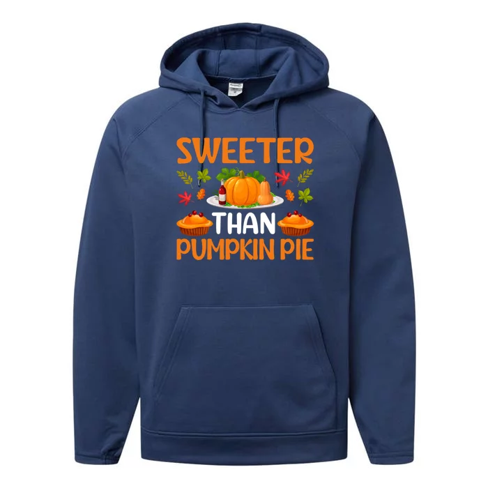 Sweeter Than Pumpkin Pie Turkey Family Matching Thanksgiving Gift Performance Fleece Hoodie