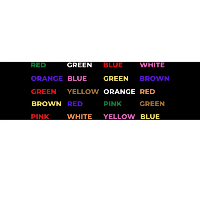 Stroop Test Psychology Neuroscience Geek Nerd Brain Bumper Sticker