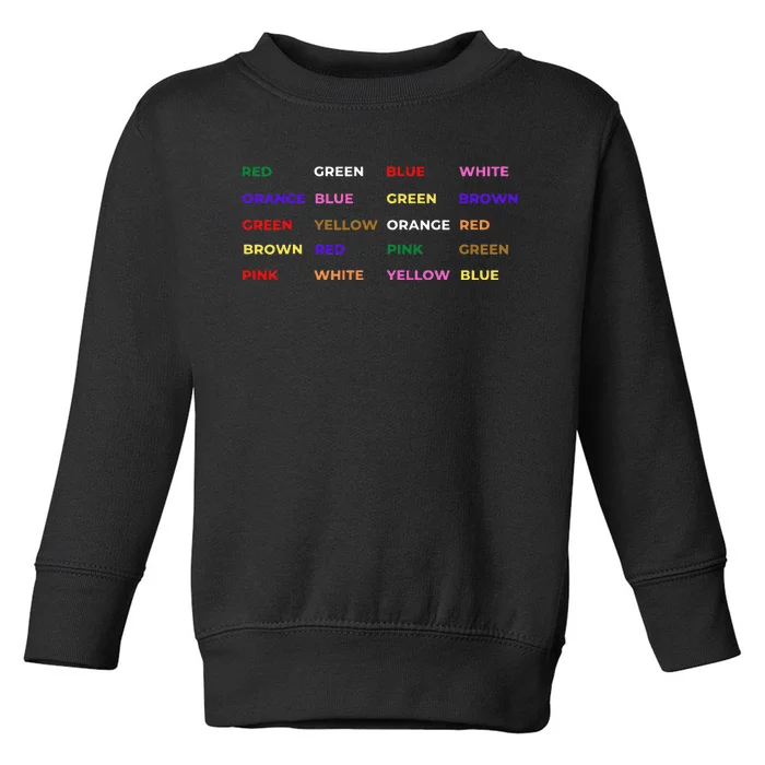 Stroop Test Psychology Neuroscience Geek Nerd Brain Toddler Sweatshirt