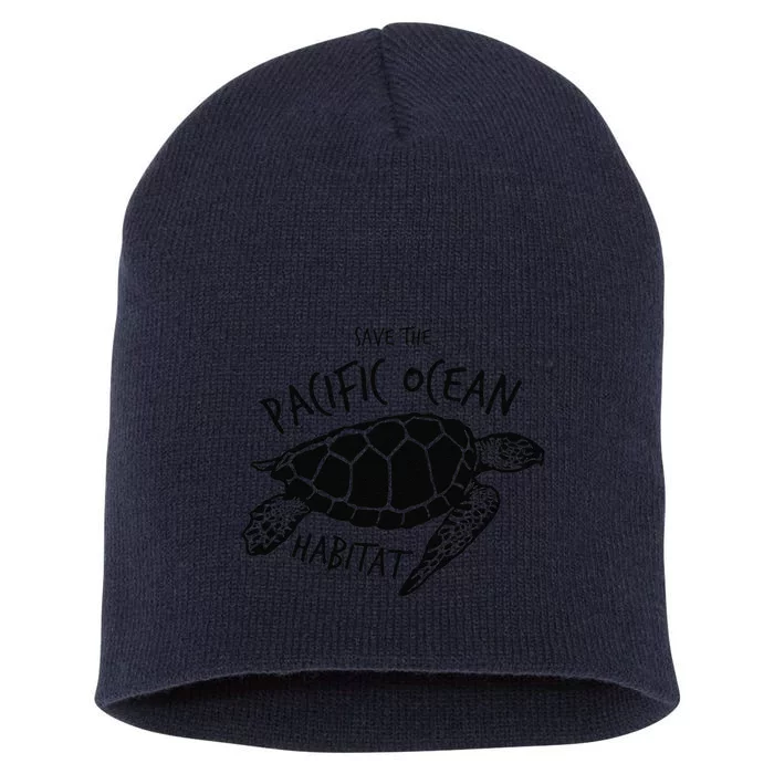 Save The Pacific Ocean Habitat! Sea Turtle Short Acrylic Beanie