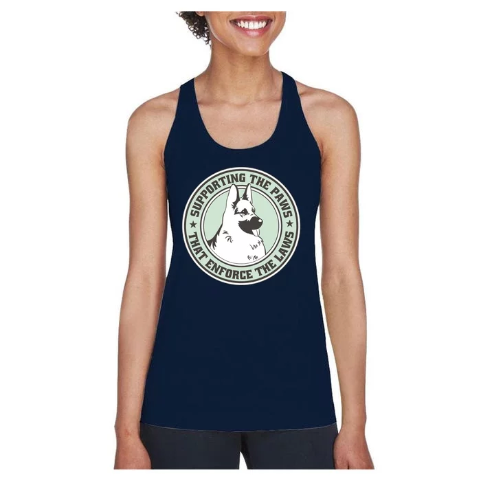 Supporting The Paws That Enforce The Laws Women's Racerback Tank