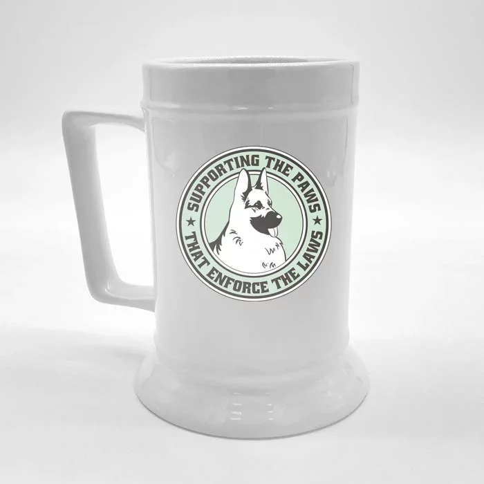 Supporting The Paws That Enforce The Laws Front & Back Beer Stein