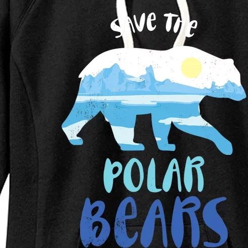 Save The Polar Bear Design For Climate Change Awareness Women's Fleece Hoodie