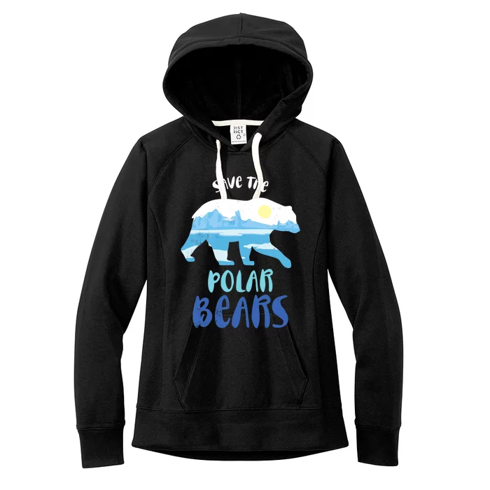 Save The Polar Bear Design For Climate Change Awareness Women's Fleece Hoodie