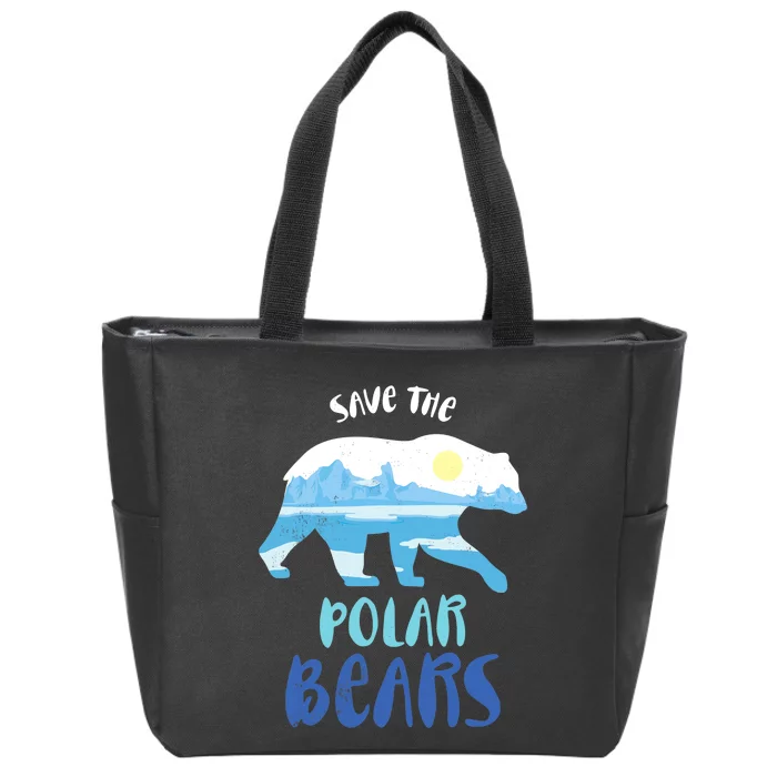 Save The Polar Bear Design For Climate Change Awareness Zip Tote Bag