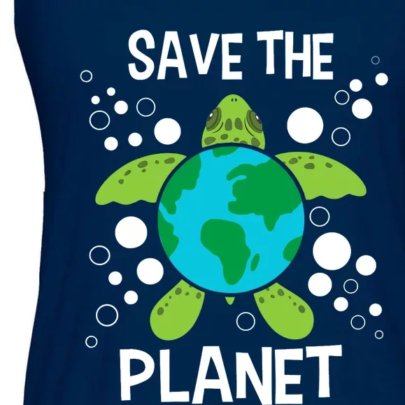 Save The Planet Environmental Protection Earth Day Climate Ladies Essential Flowy Tank