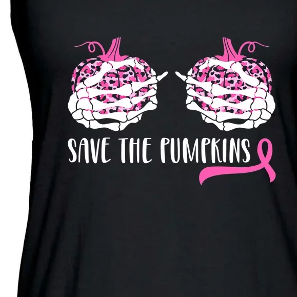 Save The Pumpkins Breast Cancer Awareness Halloween Ladies Essential Flowy Tank