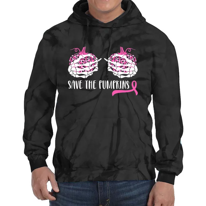 Save The Pumpkins Breast Cancer Awareness Halloween Tie Dye Hoodie