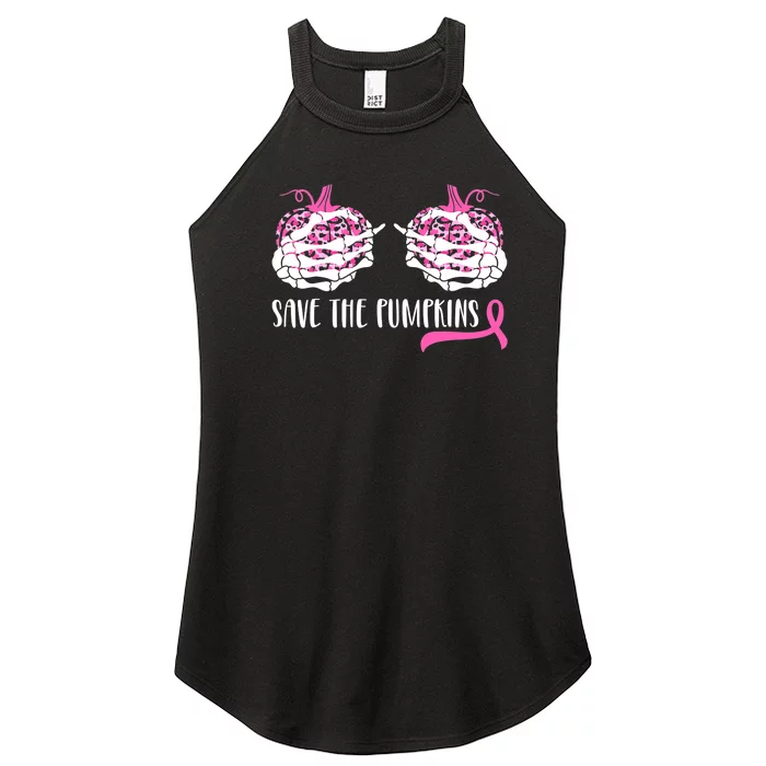 Save The Pumpkins Breast Cancer Awareness Halloween Women’s Perfect Tri Rocker Tank