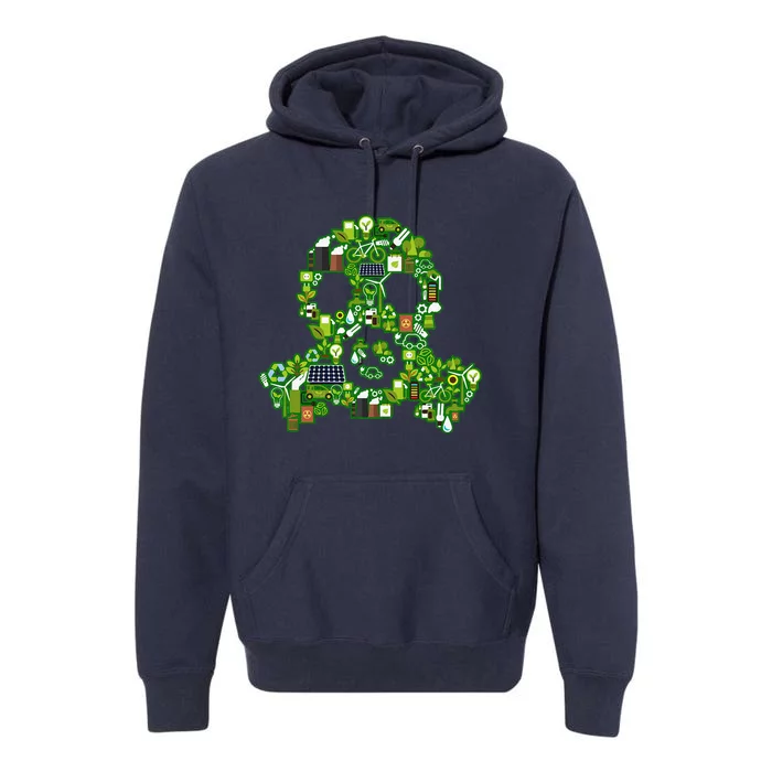 Save The Planet! Recycle Icons Gas Mask Premium Hoodie