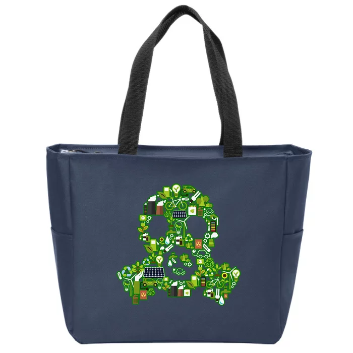 Save The Planet! Recycle Icons Gas Mask Zip Tote Bag