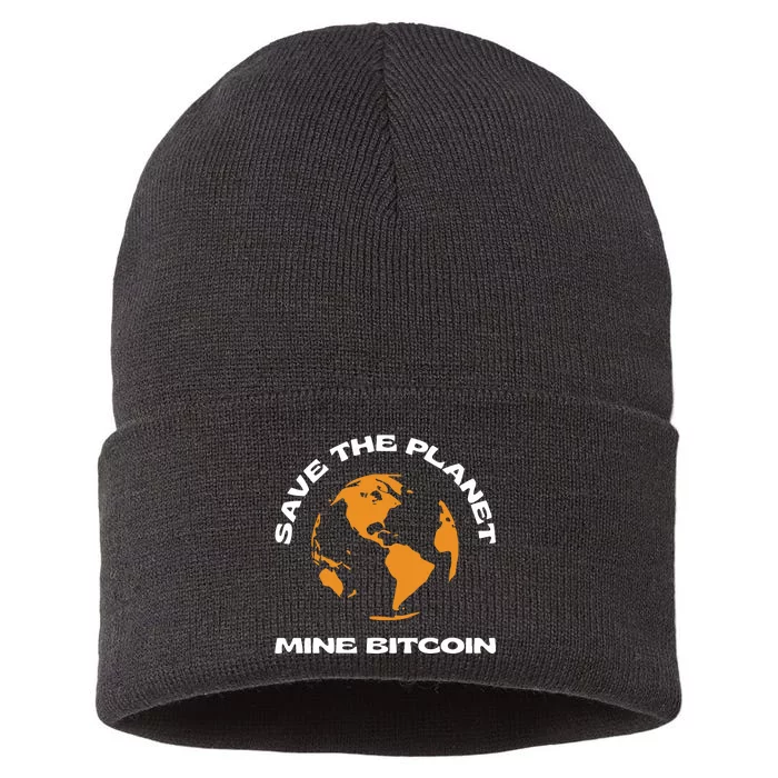 Save The Planet Mine Bitcoin Sustainable Knit Beanie