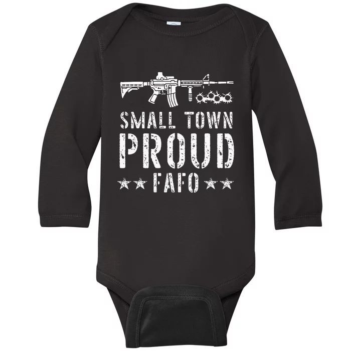 Small Town Proud FAFO Vintage Baby Long Sleeve Bodysuit