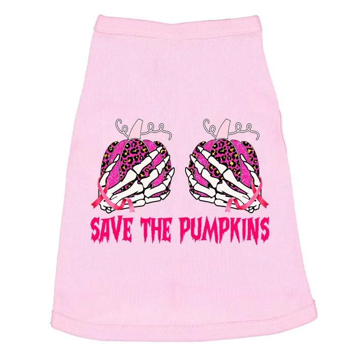 Save The Pumpkins Leopard Skeleton Breast Cancer Awareness Doggie Tank