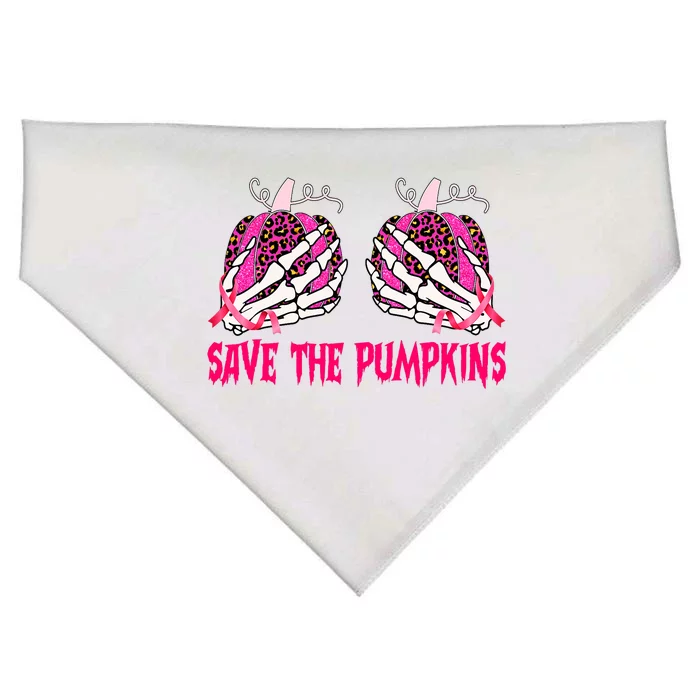 Save The Pumpkins Leopard Skeleton Breast Cancer Awareness USA-Made Doggie Bandana