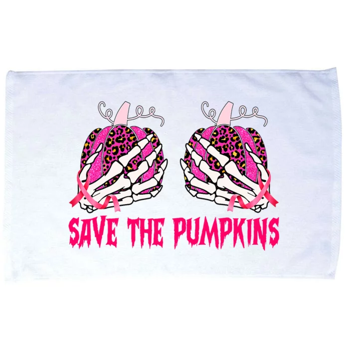 Save The Pumpkins Leopard Skeleton Breast Cancer Awareness Microfiber Hand Towel