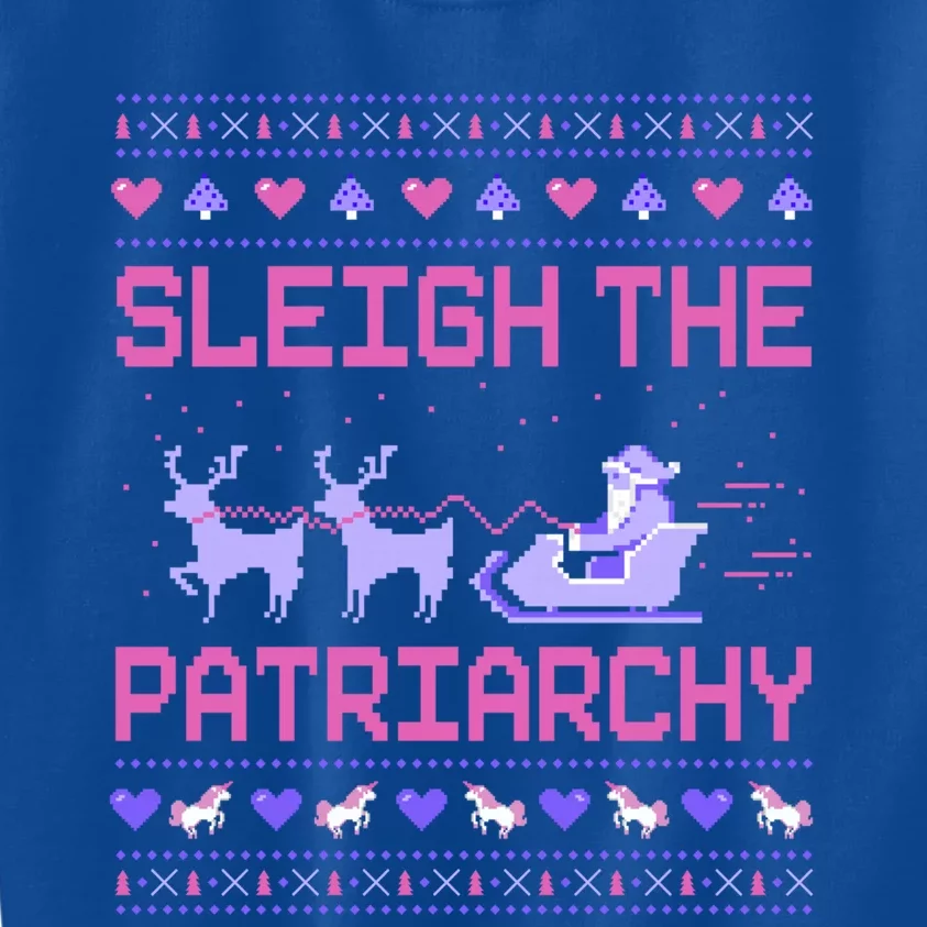 Sleigh The Patriarchy Feminist Feminism Meme Ugly Christmas Great Gift Kids Sweatshirt