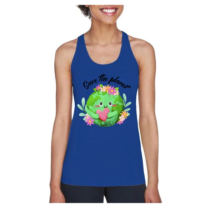 Save The Planet Sweet Earth Day Green World Support Cute Gift Women's Racerback Tank