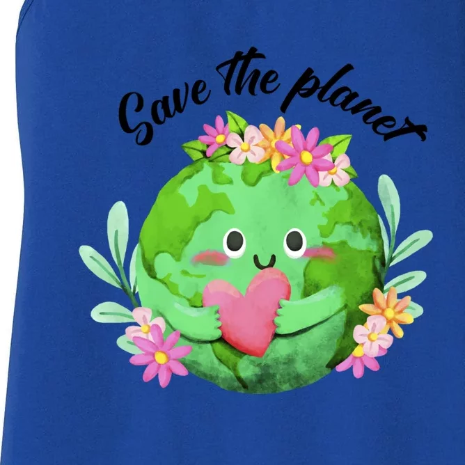 Save The Planet Sweet Earth Day Green World Support Cute Gift Women's Racerback Tank