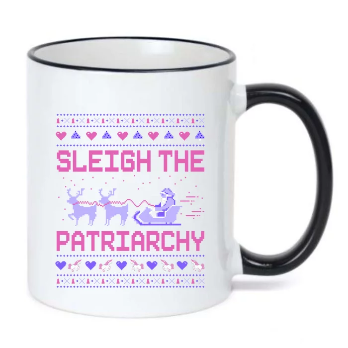 Sleigh The Patriarchy Feminist Feminism Meme Ugly Christmas Gift Black Color Changing Mug