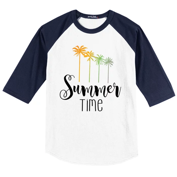 Summer Time Palm Tree Baseball Sleeve Shirt