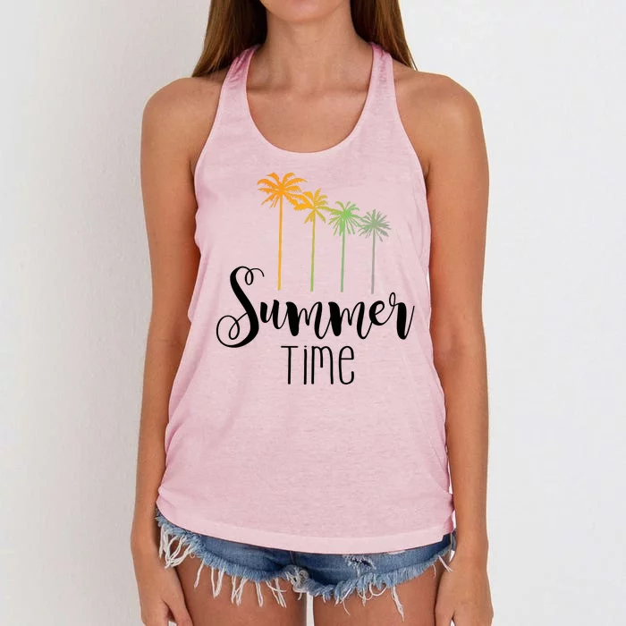 Summer Time Palm Tree Women's Knotted Racerback Tank