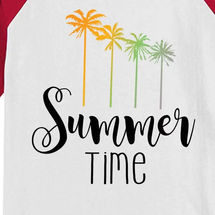 Summer Time Palm Tree Kids Colorblock Raglan Jersey