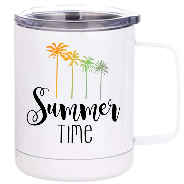 Summer Time Palm Tree Front & Back 12oz Stainless Steel Tumbler Cup