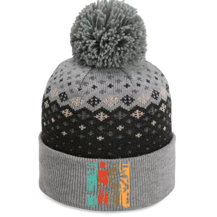 Surf Tropical Palm Tree Retro Vintage The Baniff Cuffed Pom Beanie